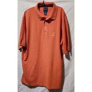 Vintage Faconnable Polo Shirt Orange Short Sleeve 100% Cotton Mens Large